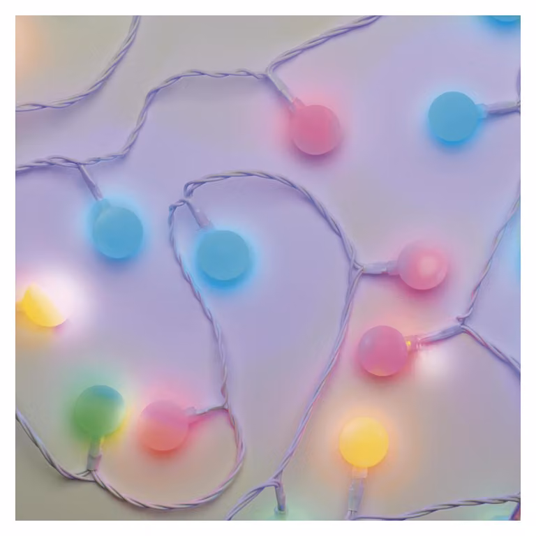 Catena luminosa a LED, multicolore, con 40 LED a forma di sfera, diametro 2,5 cm, lunghezza 4 metri, grado di protezione IP44, con timer