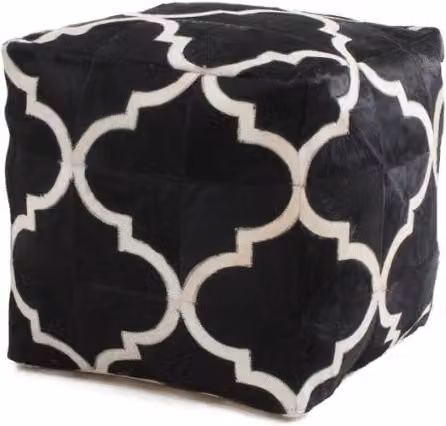 Pouf Eclipse 300 in pelle nera 45x45 cm
