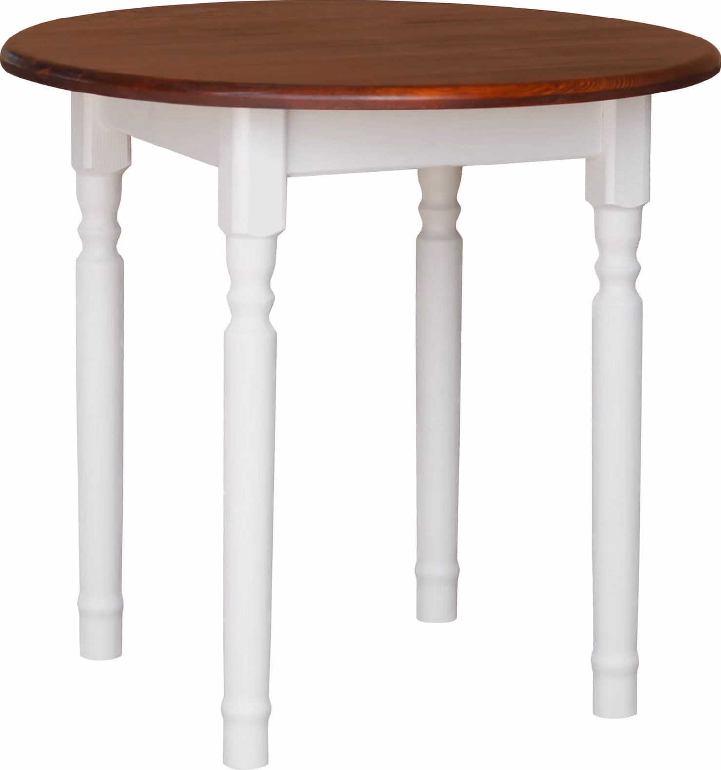 Tavolo rotondo bianco II in legno di pino massiccio con piano in colore Calvados 90 cm