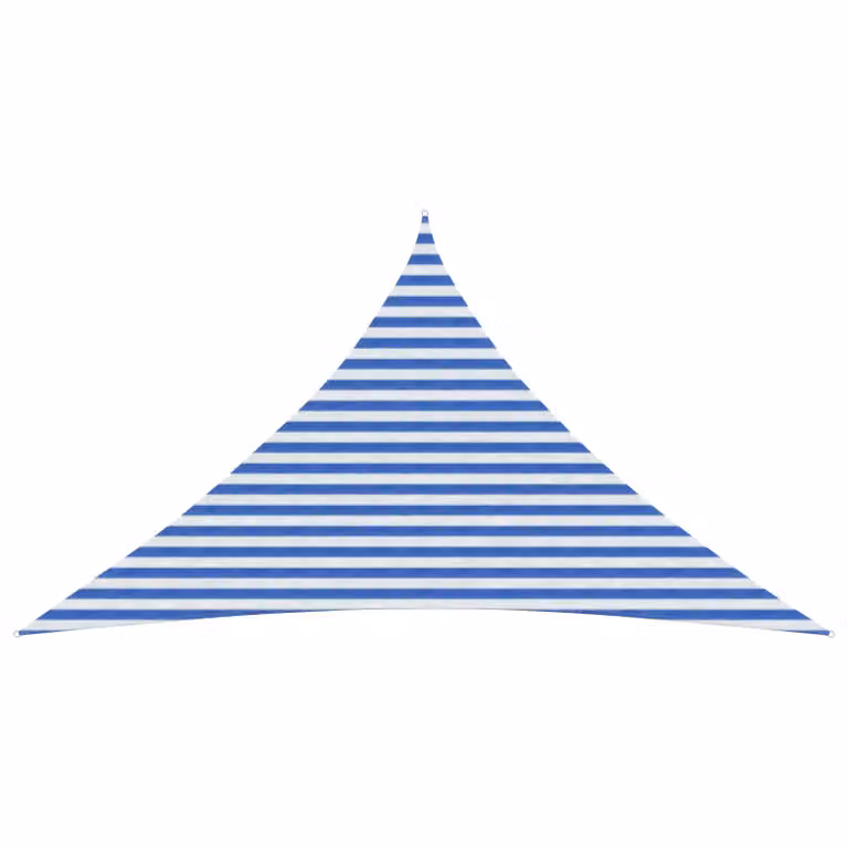Telo Ombra Triangolare vidaXL in HDPE Blu e Bianco L/P/H: 3,5 x 3,5 x 4,9 m