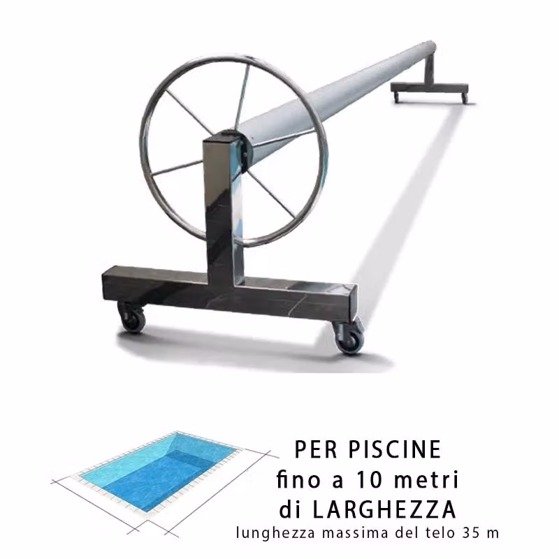 Rullo avvolgitore per copertura termica Bsvillage in alluminio e acciaio inox, colore argento, per piscine fino a 10 m di larghezza – 2