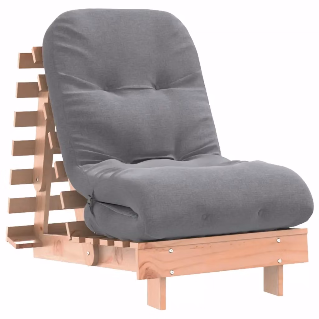 Divano Letto Futon vidaXL in Legno Massello Douglas con Materasso in Schiuma Grigio L/P/H: 206 x 60 x 11 cm – 2