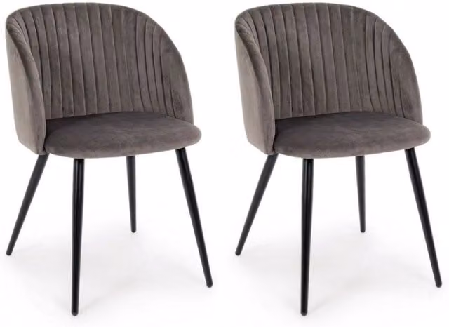 Set 2 Sedie 53x57x81,5h cm Queen Velvet Grigio Cadetto