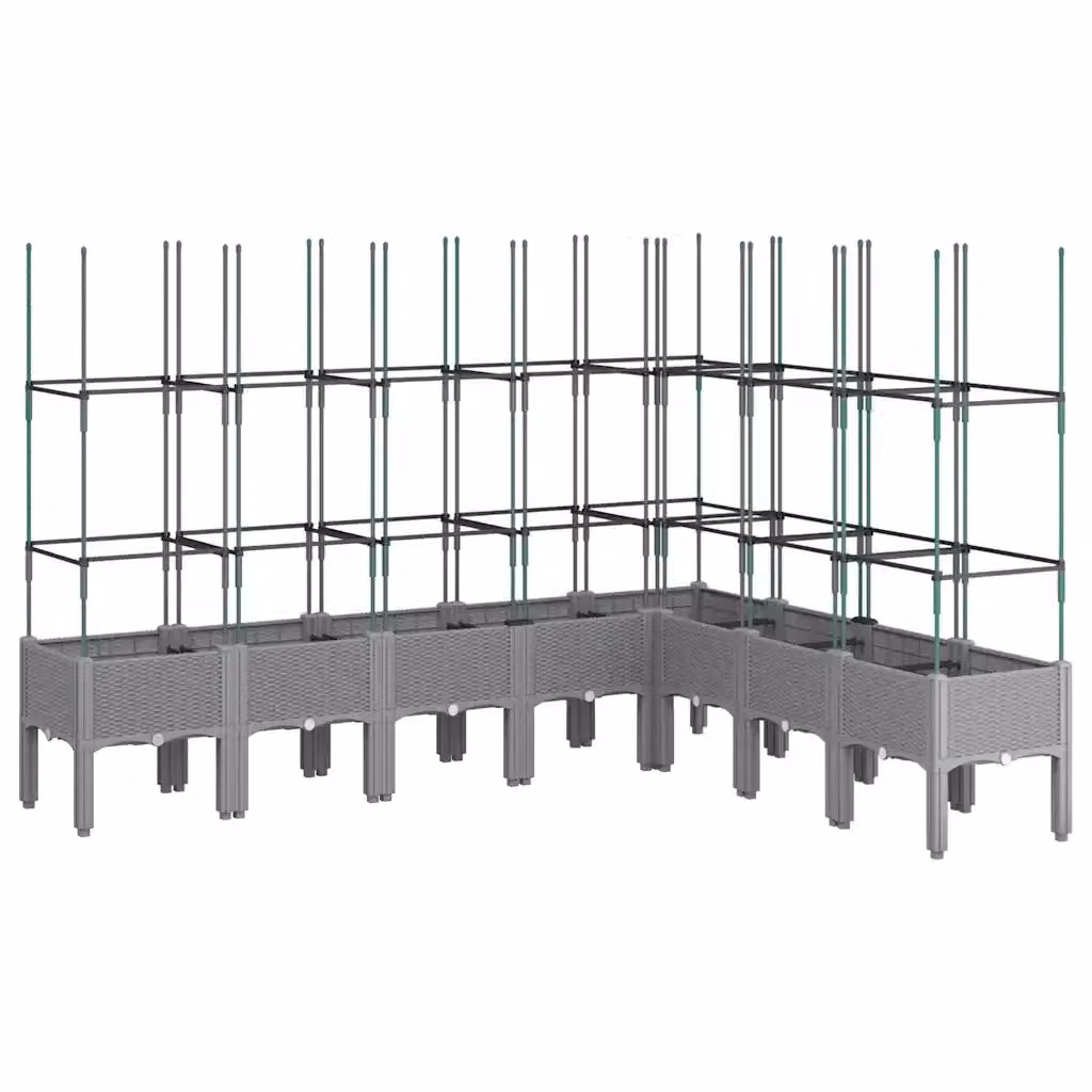 Fioriera da giardino con traliccio per piante rampicanti vidaXL, colore grigio, L 200 cm x P 160 cm x H 142,5 cm – 2