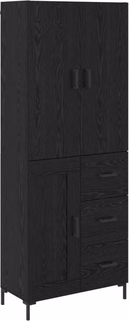 Credenza | Madia | Buffet da pranzo | Armadio da pranzo Rovere Nero 69,5 x 34 x 180 cm Legno multistrato