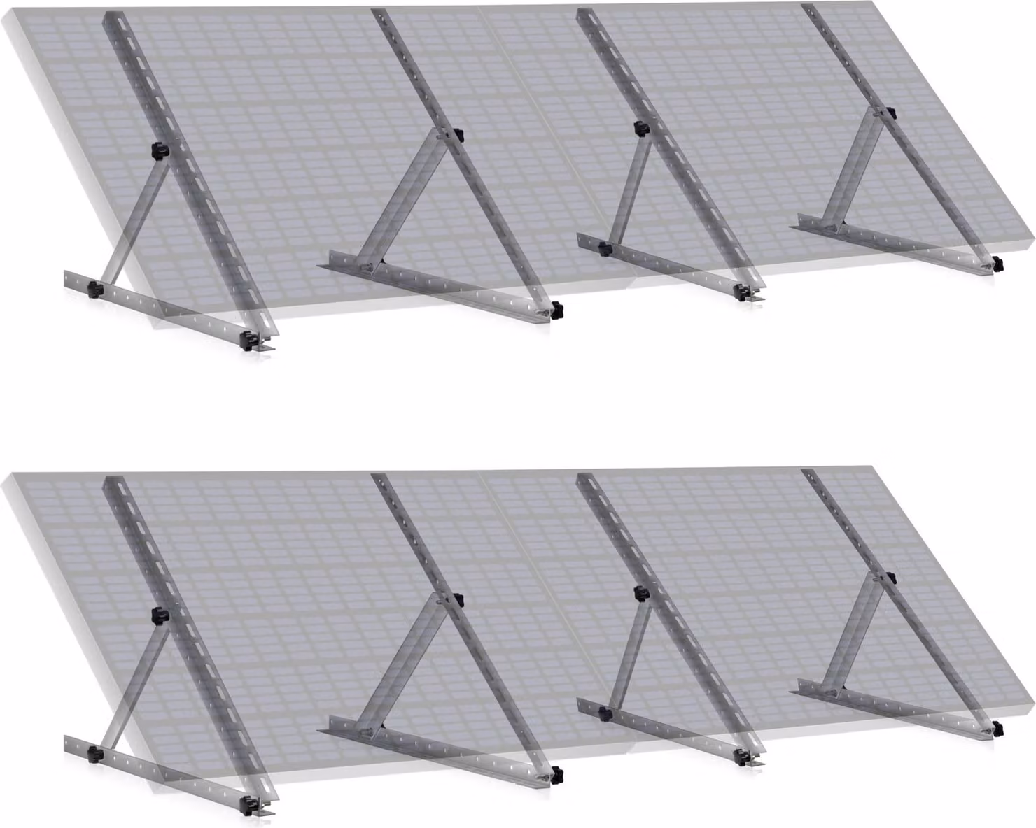 Staffa per pannelli solari Zelsius in alluminio, da 0 a 90 gradi, per quattro pannelli, asta di supporto 71 cm