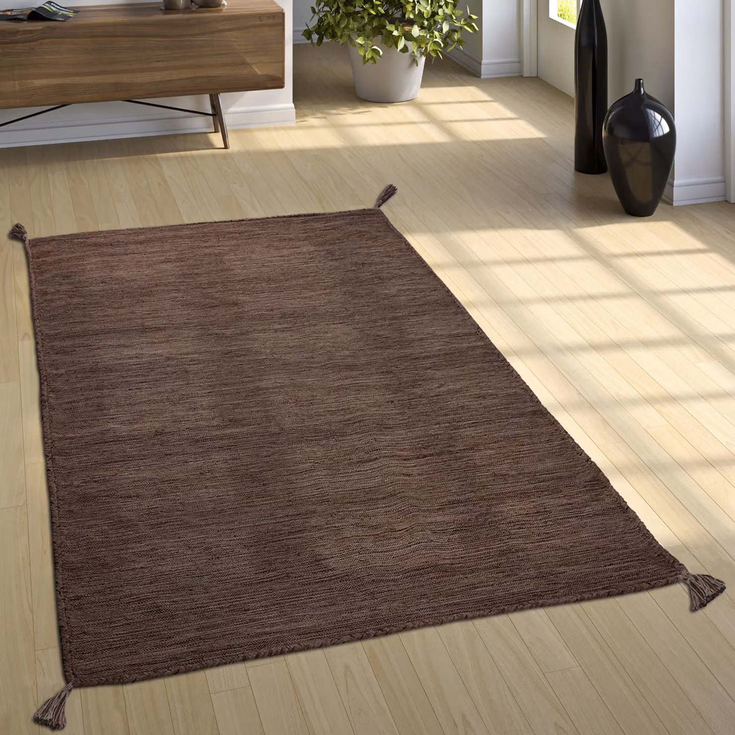 Tappeto Kilian tessuto a mano in cotone stile scandinavo marrone L: 120 cm, P: 170 cm – 2