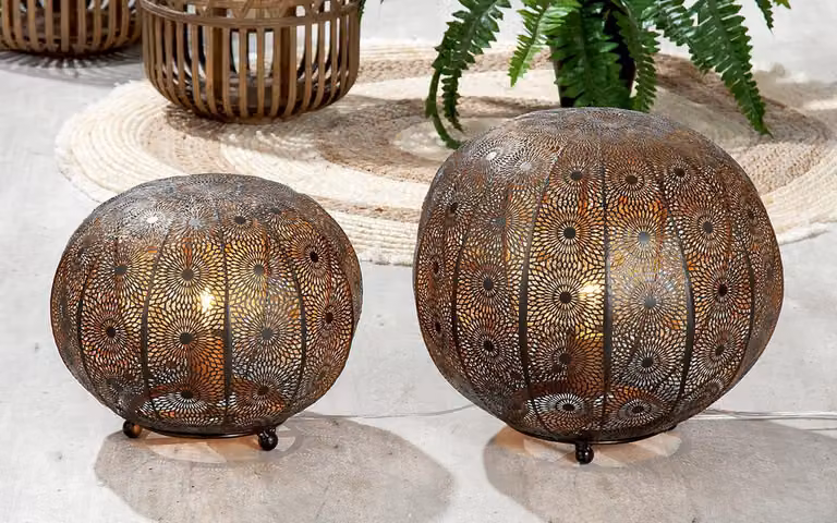 Lampada da terra Gilde, modello Menara, stile orientale, metallo, colore nero, confezione da 1, diametro: 30 cm, altezza: 24,50 cm, codice prodotto: 50041