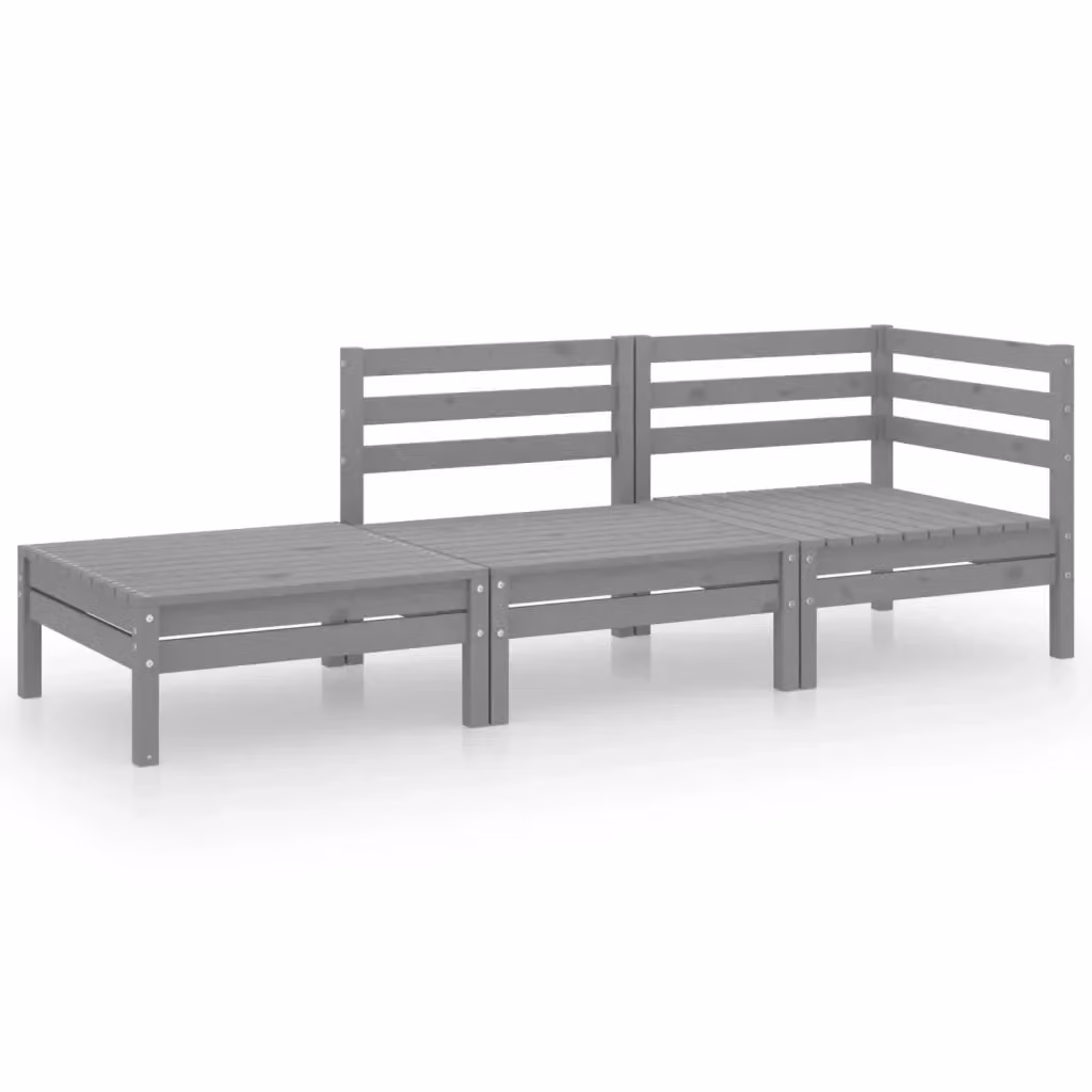 Set di Divani da Giardino a L con Ottoman vidaXL in Legno di Pino Grigio – 2