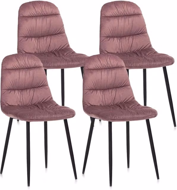 Set 4 Sedie 44x40x90 cm in Velluto Rosa