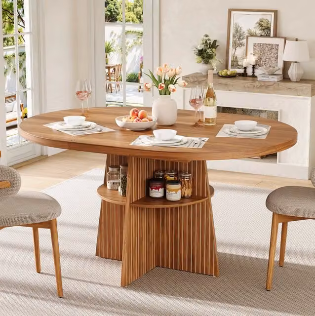 Tavolo da pranzo rotondo allungabile 110-150x110x77,5 cm in MDF noce –