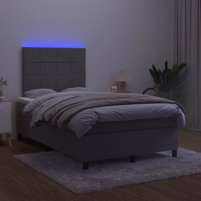 Maison Exclusive - Letto a Molle con Materasso e LED Grigio Scuro 120x200 cm