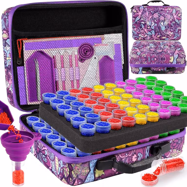 Scatola di stoccaggio per Diamond Painting con 120 scomparti, ideale per organizzare i materiali per la pittura a mosaico con diamanti e accessori