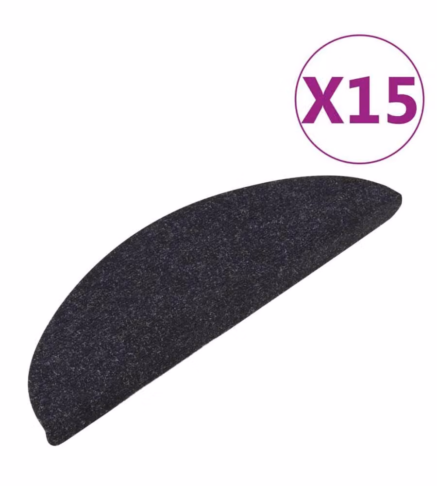 vidaXL Set di 15 Tappeti Autoadesivi per Scale Antracite, Antiscivolo e Fonoassorbenti, L 56 cm x P 20 cm x H 3,5 cm – 2
