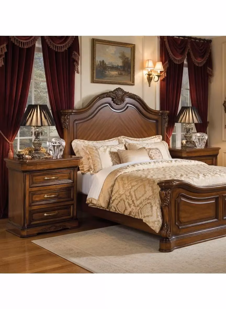 Comodino classico con 3 cassetti in legno noce Mobili 2G L: 56 cm, P: 39 cm, H: 64 cm – 2
