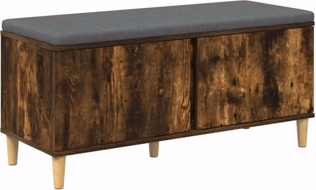 Panca per ingresso con porta scarpe in legno di quercia marrone DESIGN IN L 100 x P 38 x H 46 cm – 1
