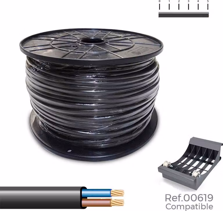 Guaina piatta h05vvh2-f 2 x 1,00 mm² nero 300 m. (bobina grande)