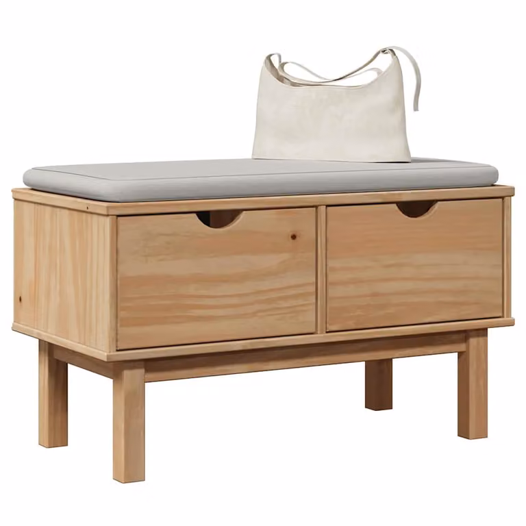 vidaXL Panca da Corridoio OTTA in Legno di Pino Rustico con Scarpiera, L/P/H: 80 x 40 x 45 cm