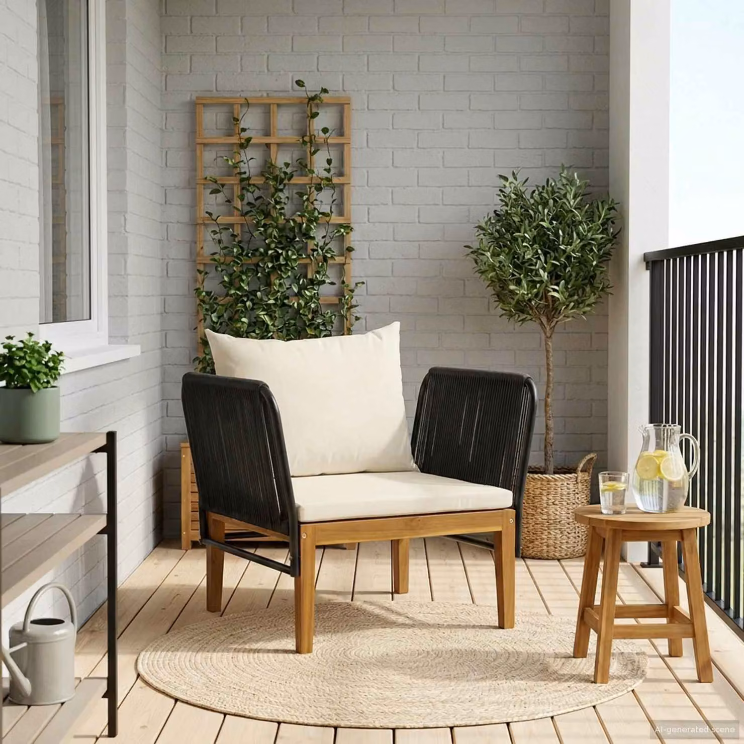 Sedia da giardino vidaXL in legno di acacia con cuscini e corda