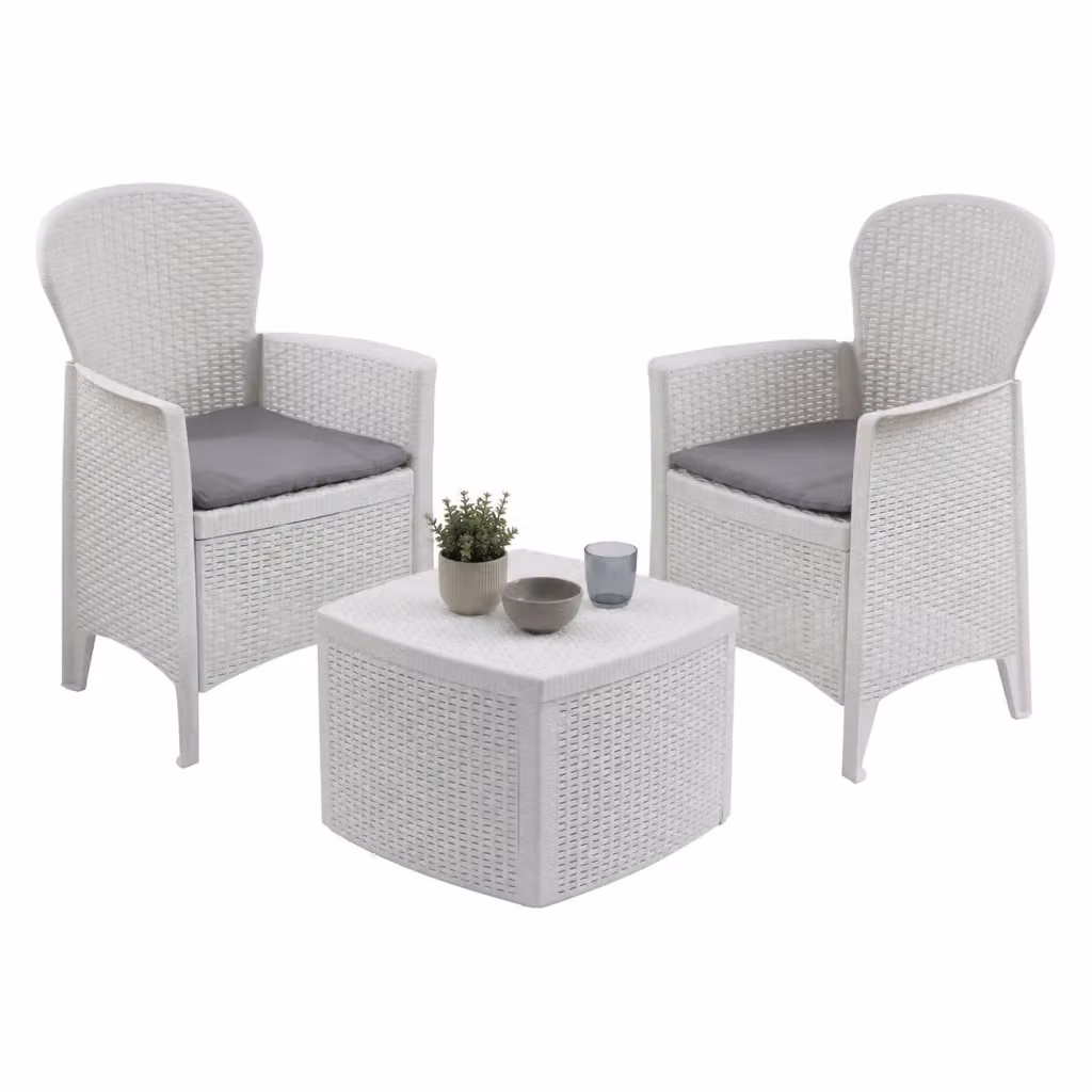 Set Salotto da Esterno Anny DMORA con Divano a 2 Posti e Tavolino, Bianco e Beige – 2