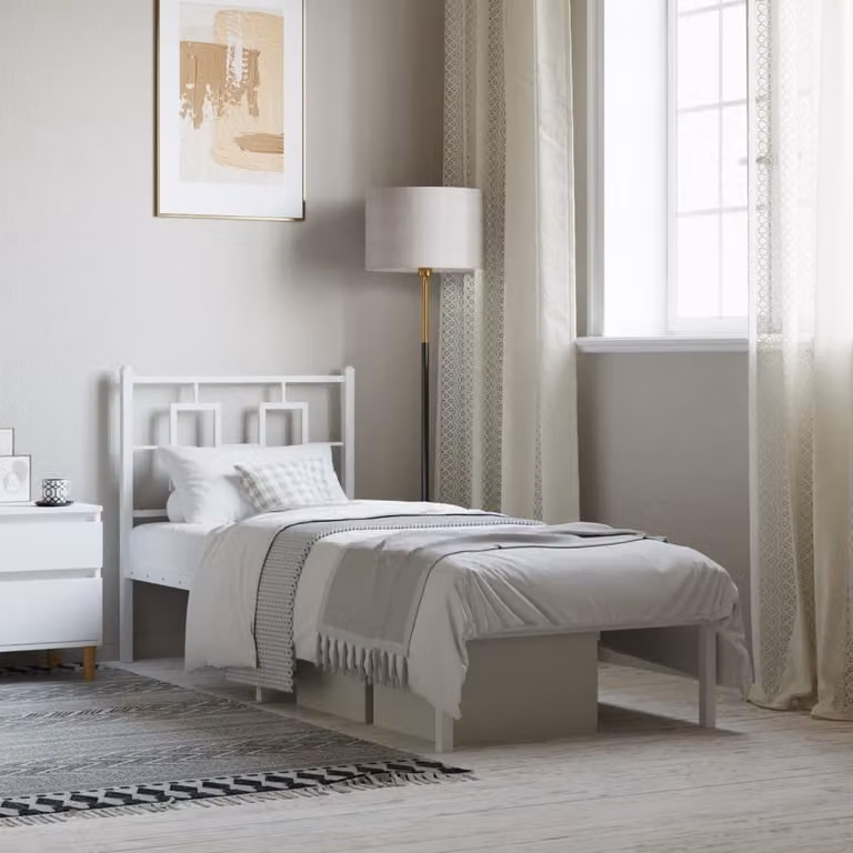 Giroletto vidaXL con testiera in metallo bianco senza materasso L 75 cm x P 190 cm