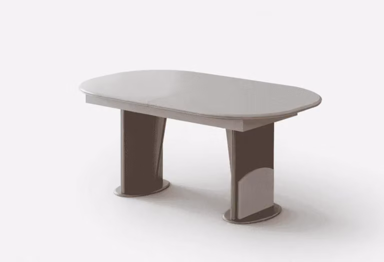 Tavolo da pranzo ovale, allungabile, beige, design moderno, per sala da pranzo