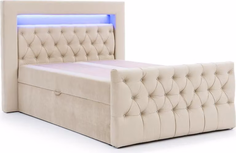Schlafzimmer Chesterfield Bett Doppelbett Einrichtung Luxus Polsterbett Textil