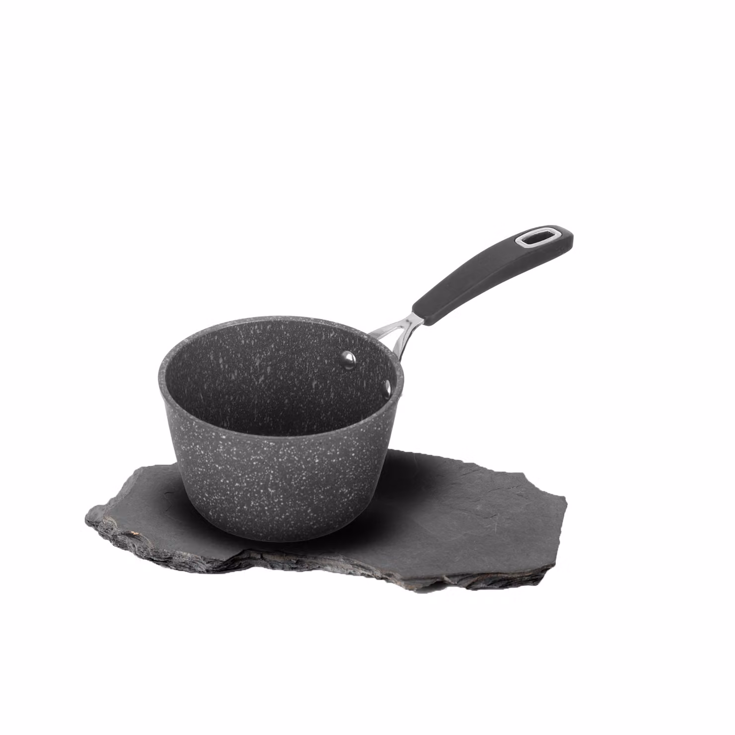 Mini casseruola con un manico KASANOVA Petra Dark nero e grigio con rivestimento antiaderente in ceramica e silicone, diametro 12 cm – 2