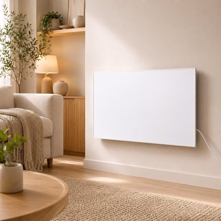 Riscaldatore a infrarossi Ikodm, 500W, con termostato, controllo tramite app Wi-Fi, telecomando, possibilità di montaggio a parete o utilizzo con piedini, adatto per ambienti fino a 15 m²