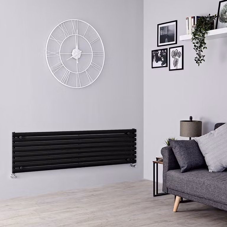 Radiatore di Design Orizzontale - Pannello Singolo - 472mm x 1600mm - Nero - Revive
