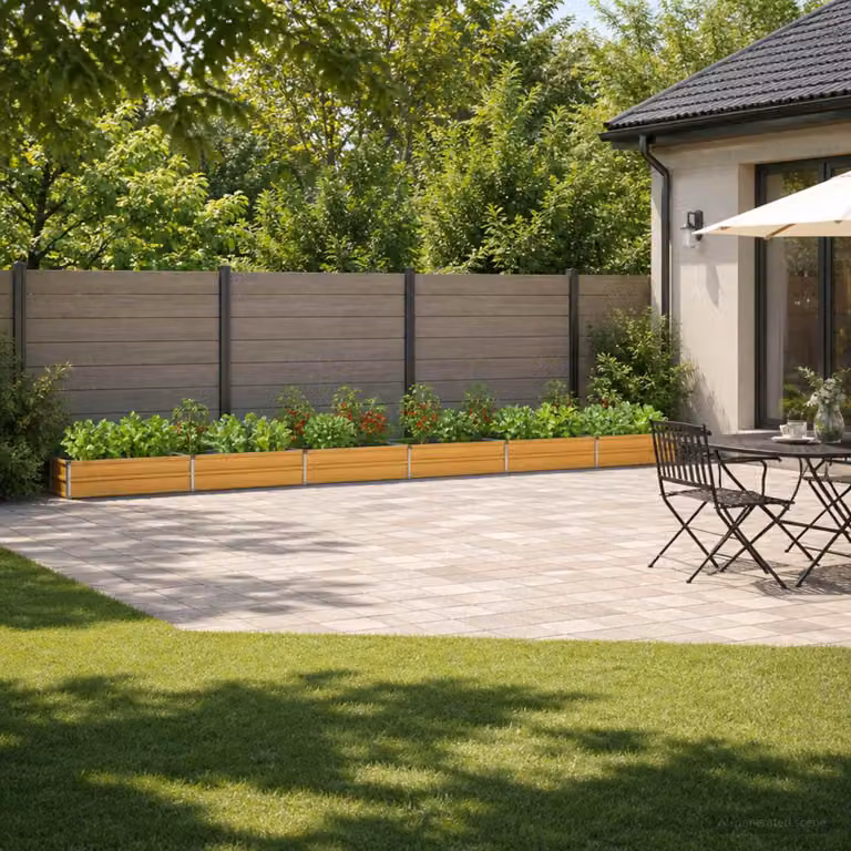 Letto rialzato da giardino vidaXL in metallo Corten color marrone L: 600 cm, P: 40 cm, H: 24 cm