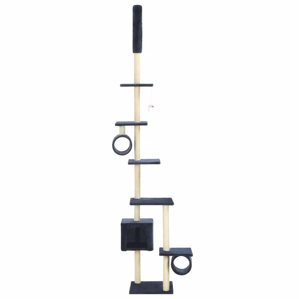 The Living Store Albero per gatti con tiragraffi in sisal 260 cm Blu scuro