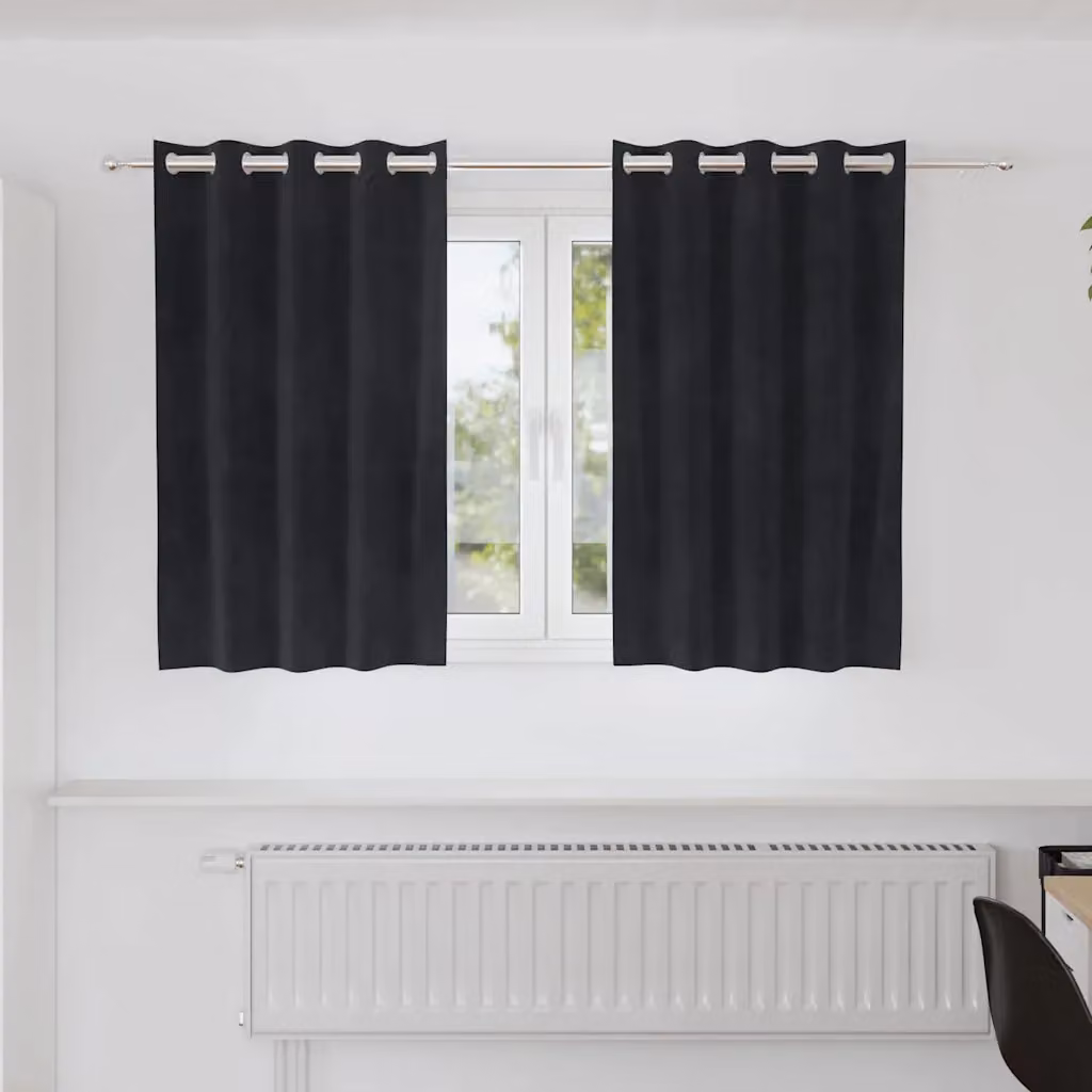 Set di 2 tende oscuranti vidaXL in velluto nero, L 140 cm x H 140 cm