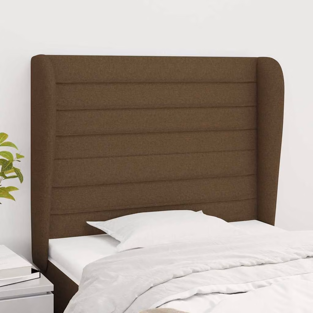 Testiera ad orecchio vidaXL in tessuto marrone scuro L: 93 cm, P: 23 cm, H: 118/128 cm