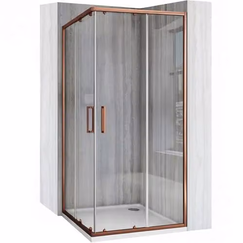 Rea - Cabina Doccia, City 90X90, Rame Spazzolato Trasparente 4Mm, Trasparente 5Mm