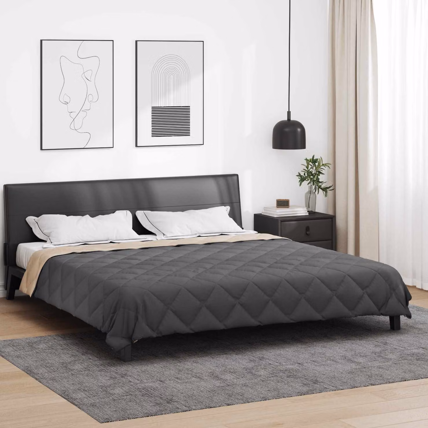vidaXL Piumone Estivo in Microfibra Traspirante Antracite e Beige, 200 x 200 cm
