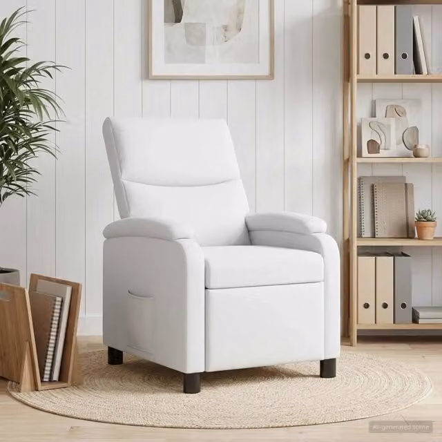 Poltrona reclinabile relax in tessuto bianco con braccioli e design moderno per soggiorno o ufficio – 1