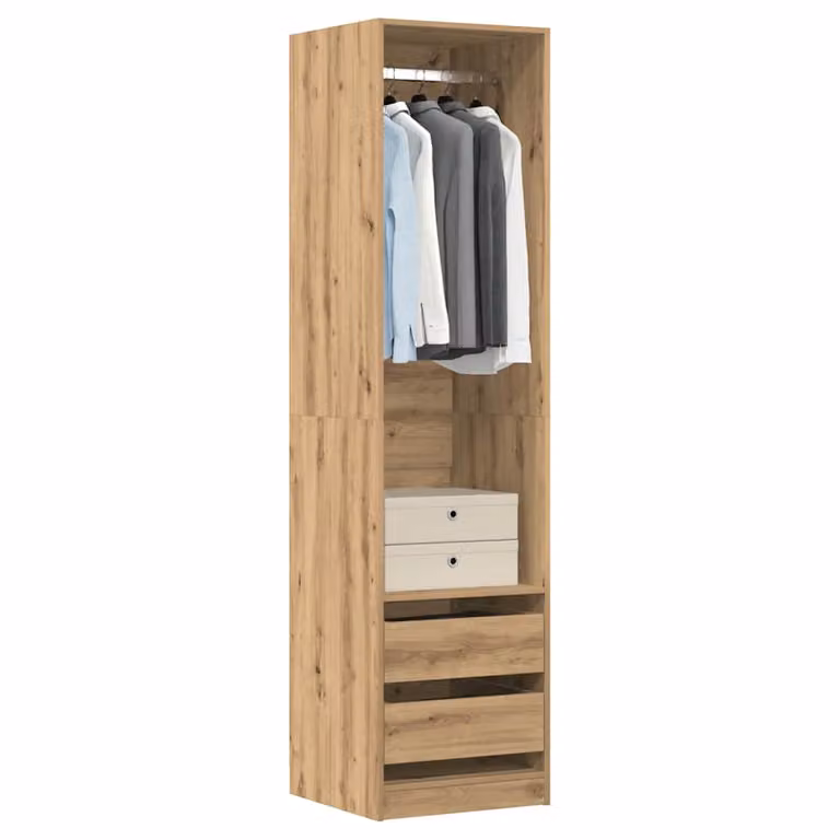 Armadio in legno multistrato vidaXL colore rovere marrone con ante a battente e cassetti integrati L/P/H: 50 x 50 x 200 cm