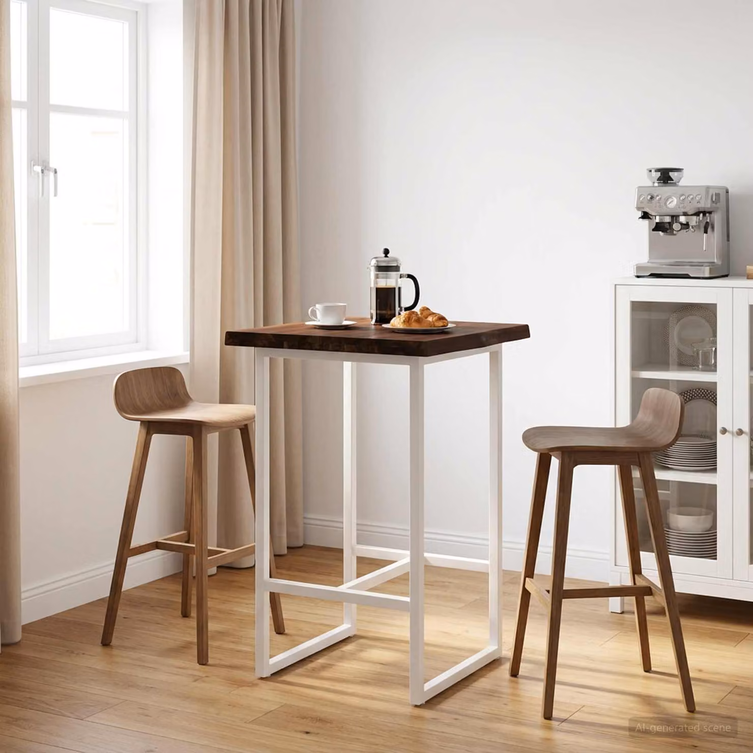 Piano del tavolo quadrato in legno di acacia marrone vidaXL con bordo naturale L: 60 cm, P: 60 cm, H: 3 cm