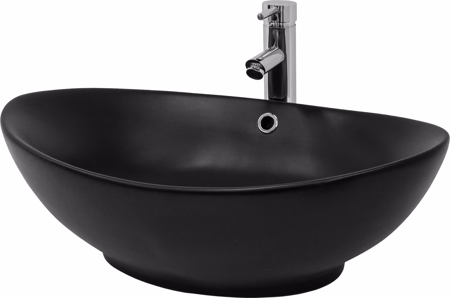 Lavabo LuxeBath Lavabo da appoggio ovale, 59x38x19 cm, nero opaco, Vetroceramica