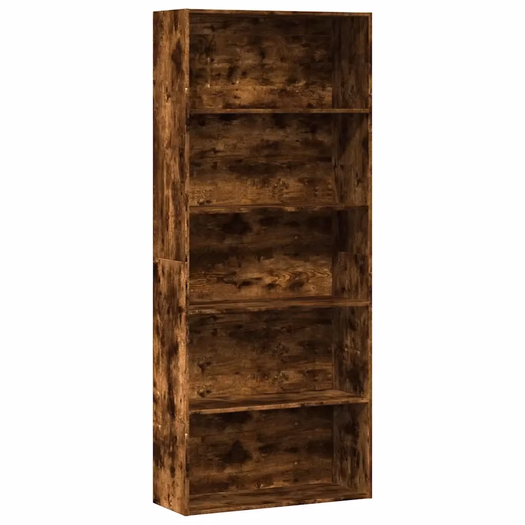 Libreria a parete vidaXL in legno e MDF marrone per soggiorno L 80 cm, P 30 cm, H 189 cm – 2