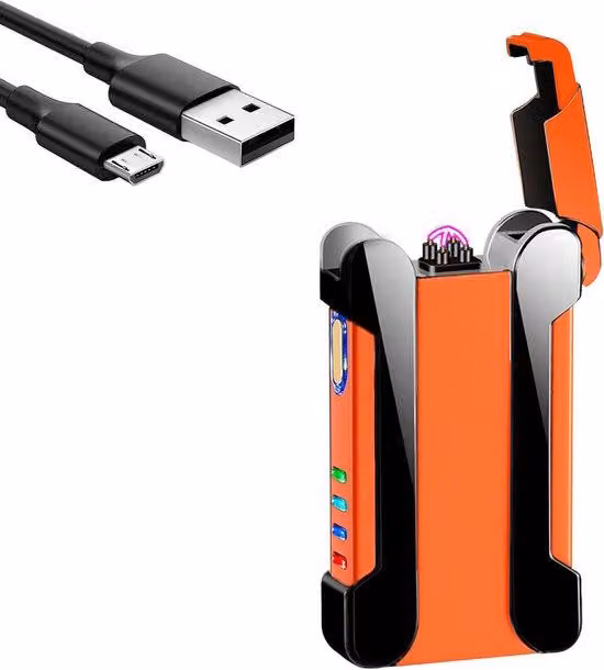 Trapano a doppia punta con ricarica USB e indicatore di carica della batteria, colore arancione, con confezione regalo inclusa