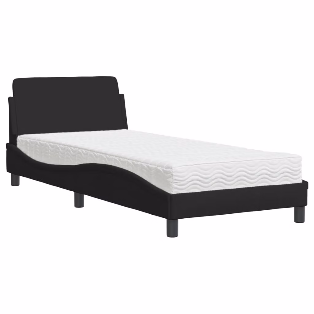 Letto con Materasso Dover Nero 90x190 cm in Tessuto