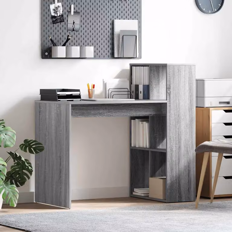 Scrivania da ufficio vidaXL in legno ingegnerizzato MDF Grigio L: 108 cm, P: 55 cm, H: 75 cm
