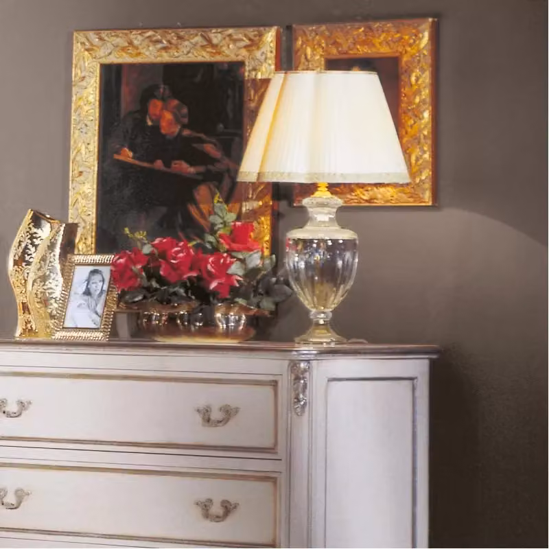 Cassettiera classica in legno stile shabby chic bianco e argento Mobili 2G L: 130 cm, P: 62 cm, H: 107 cm – 4