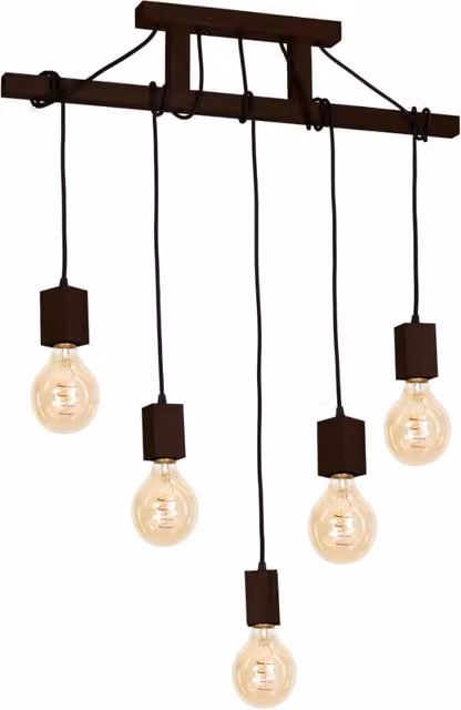 Lampadario a sospensione Milagro JACK in legno marrone con 5 luci E27, regolabile e dimmerabile