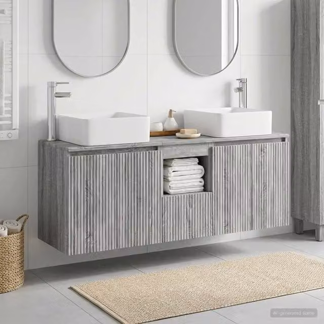 Set di Armadi da Bagno 3 pz Sonoma grigio 49,5 x 41 x 63 cm