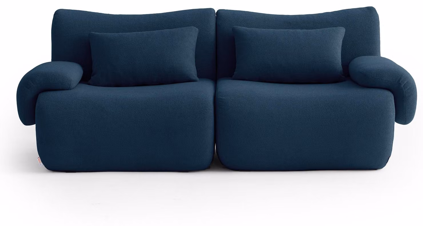 MILYSOFA SOFATIME Divano modulare, lineare, a 2 posti, raffinato tessuto bouclé, blu scuro