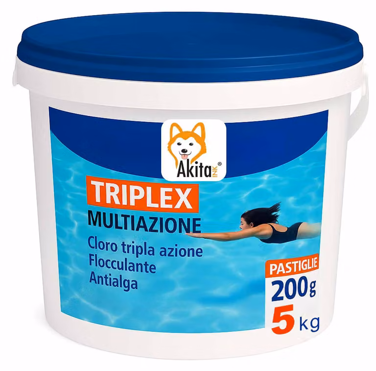 Akitaink Triplex Cloro 3 in 1 Piscina 5 kg Pastiglie 200g