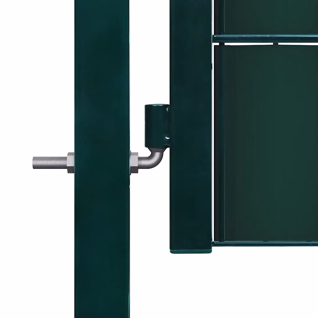 Cancello per recinzione a battente vidaXL in PVC e acciaio, colore verde, L: 100 cm, H: 100 cm – 2